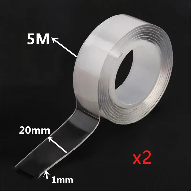 1m 2m 3m 5m Nano Tape Double Sided Tape Transparent Reusable Waterproof Adhesive Strong Tapes Cleanable Kitchen Bathroom Supplie